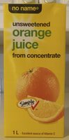 Unsweetened Orange Juice from Concentrate
